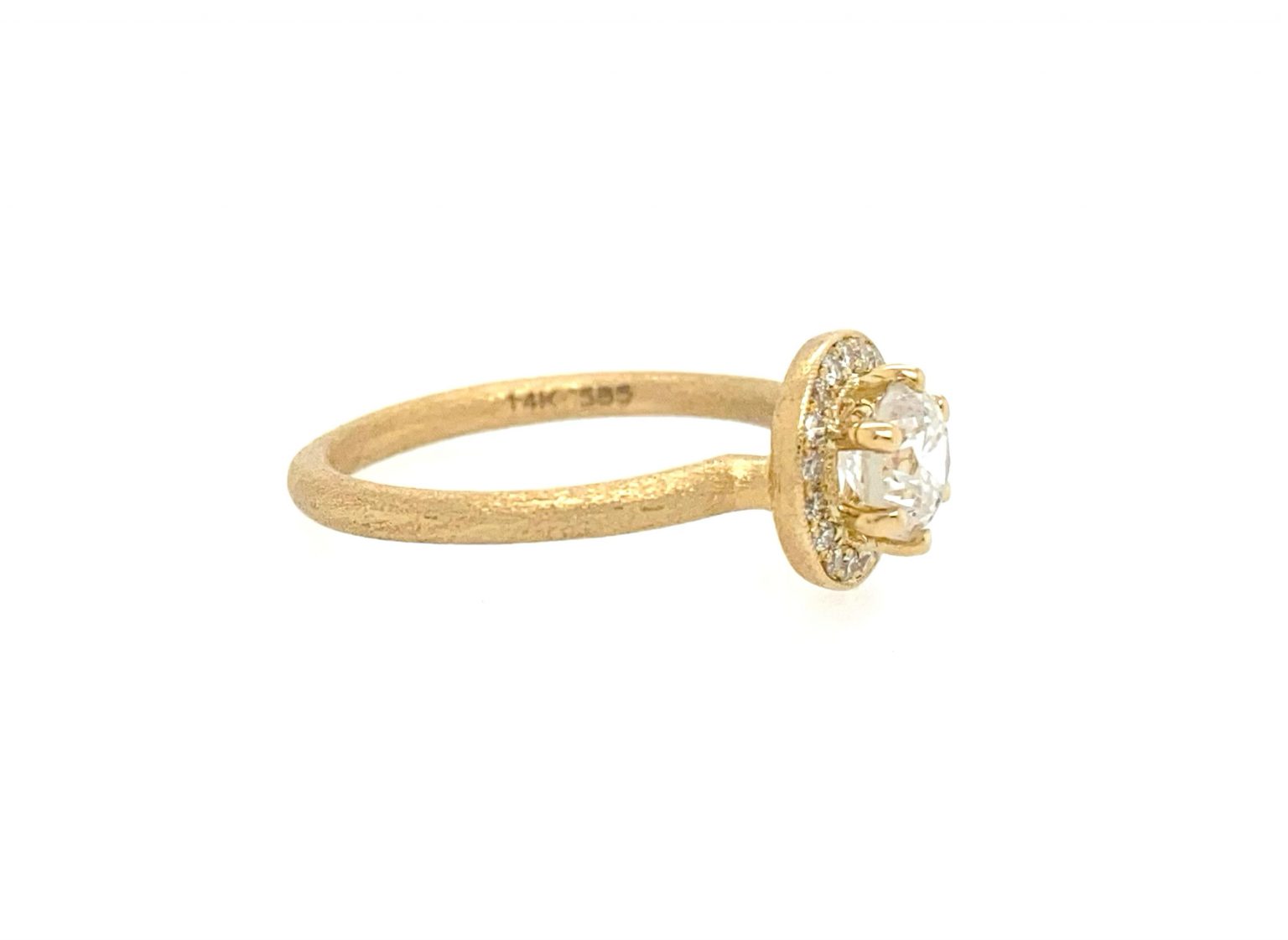 14k Yellow Gold Halo Diamond Ring - Gili Mor